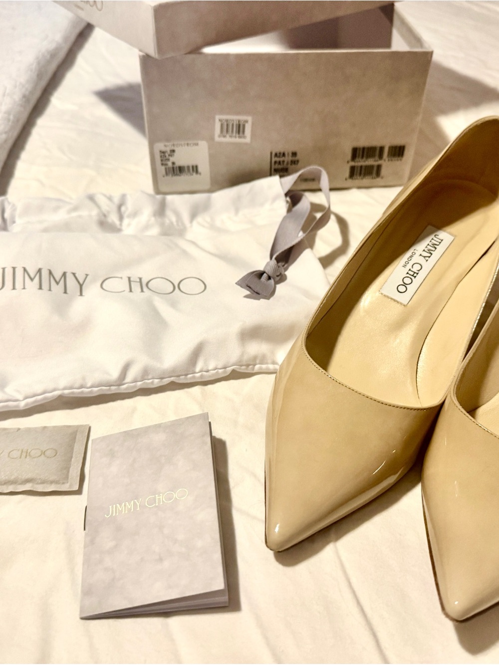 Jimmy Choo Nude Patent Pointed-Toe Pumps